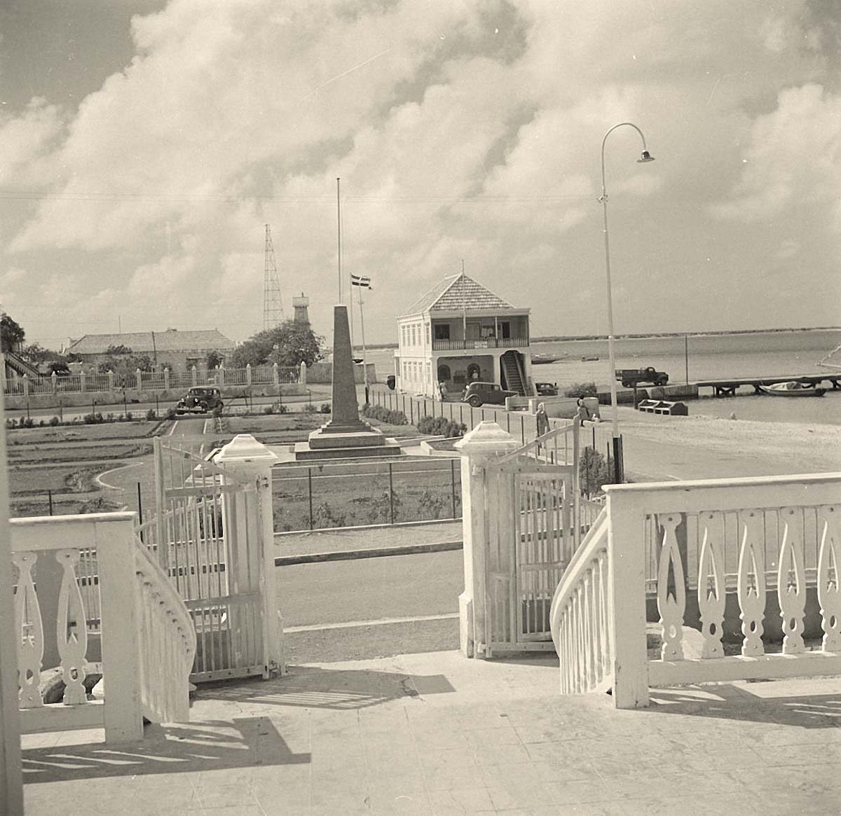 Kralendijk. View from the terrace of a government building at the Wilhelmina Square, 1947