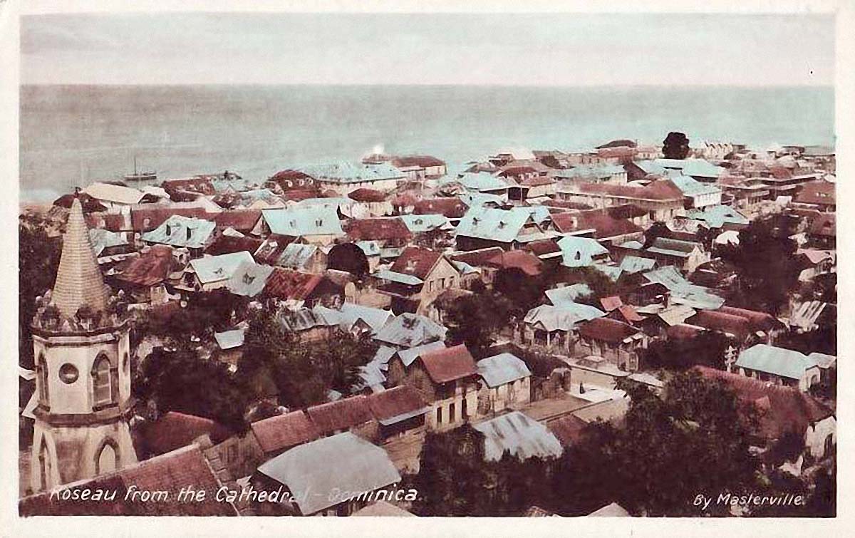 Roseau. Panorama of the city from the Cathedral