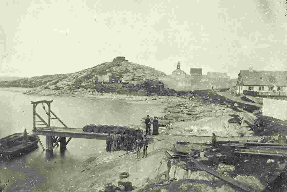 Nuuk. View of the city including the pier.