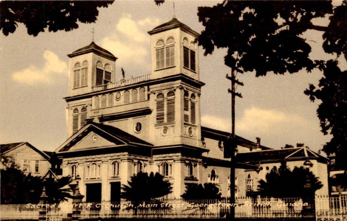 Georgetown. Roman Catholic Sacred Heart Church on Main Street