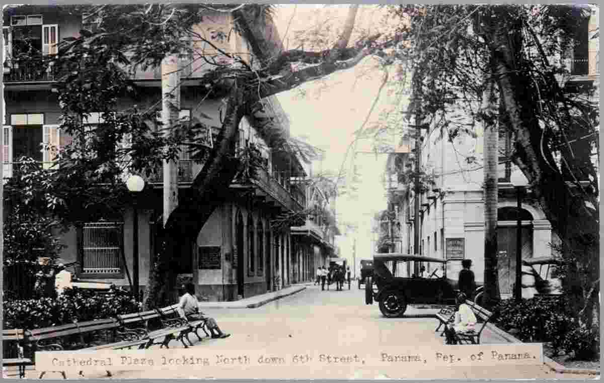 Panama City. Cathedral Plaza looking North down 6th Street,  circa 1930