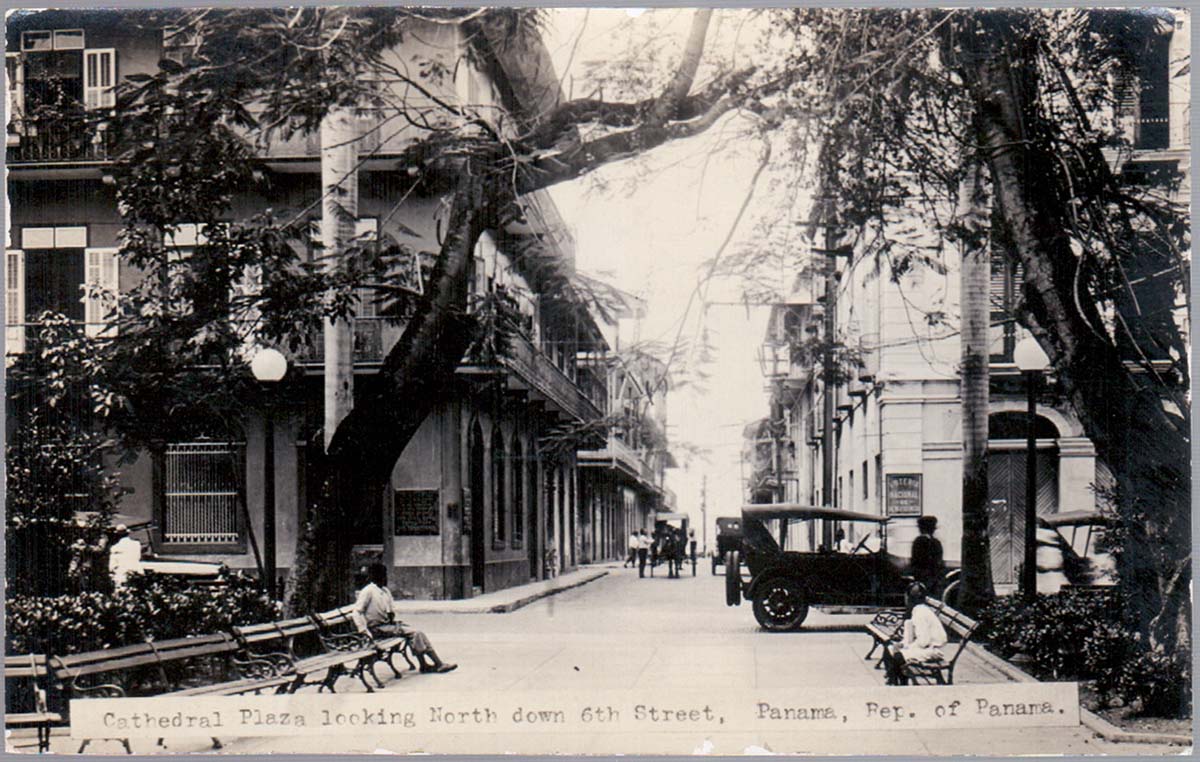 Panama City. Cathedral Plaza looking North down 6th Street, circa 1930
