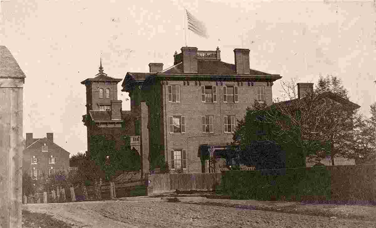 Alexandria. Wolfe Street Hospital, with Tuscan Villa Hospital in the distance, circa 1865