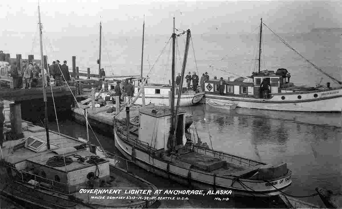 Anchorage. Government lighters, 1930s