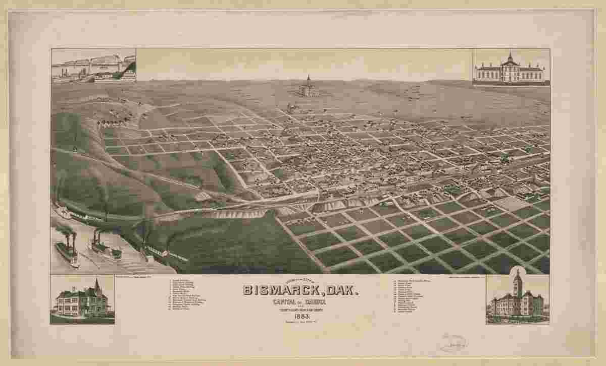 Old map of Bismarck, 1883