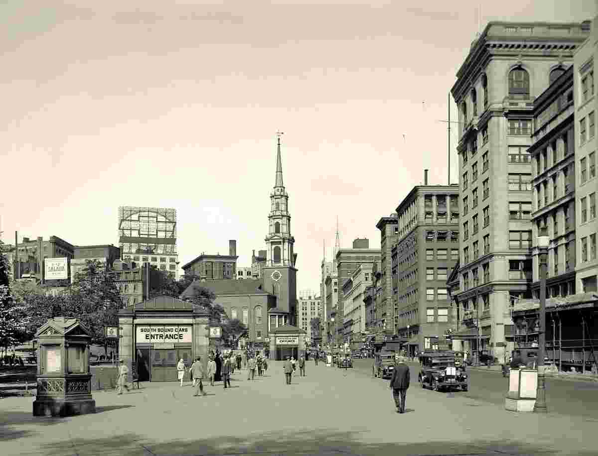 Boston. Tremont Street and the Mall, 1923