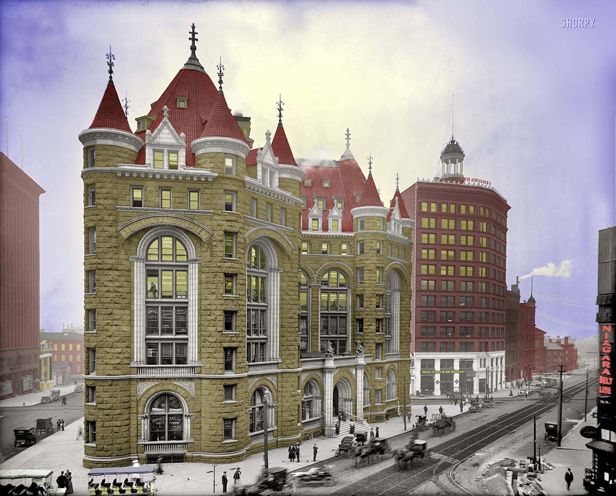 Buffalo. Erie County Savings Bank, Niagara Street, circa 1908-color-1