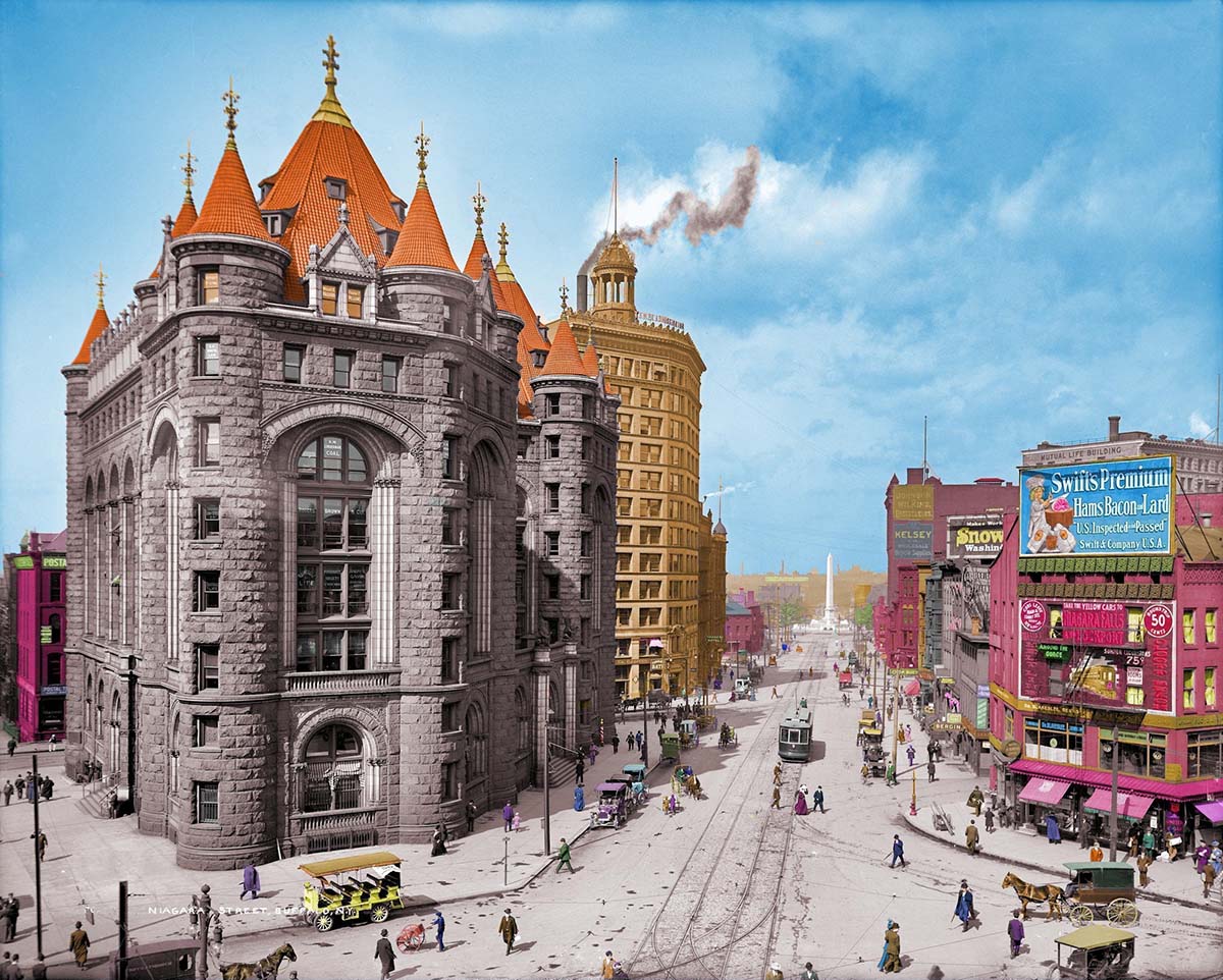 Buffalo. Erie County Savings Bank, Niagara Street, circa 1908-color