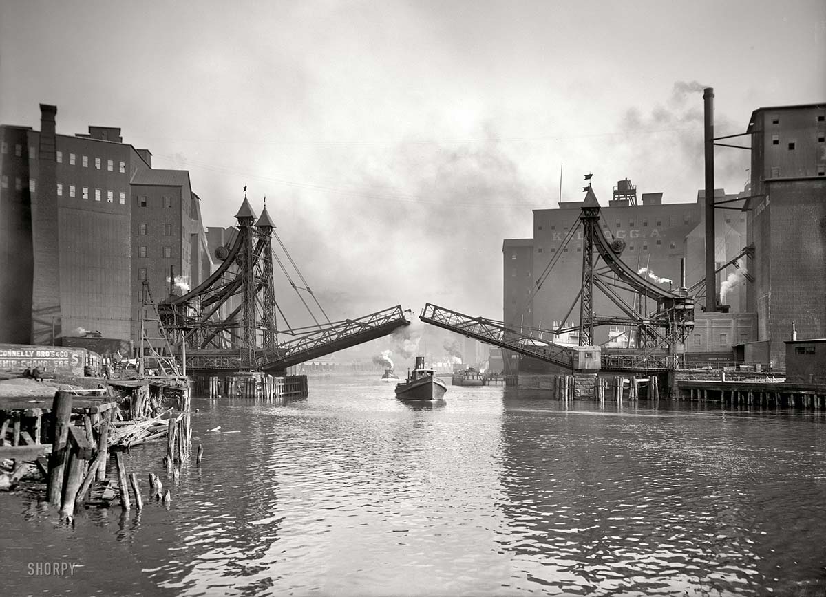 Buffalo. Jack-Knife Bridge, City Ship Canal, foot of Michigan Street, circa 1905