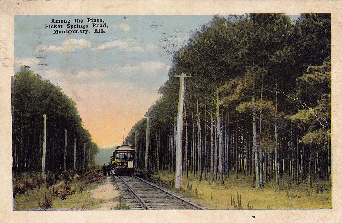 Montgomery. Interurban Trolly car, Picket Springs Road, 1918