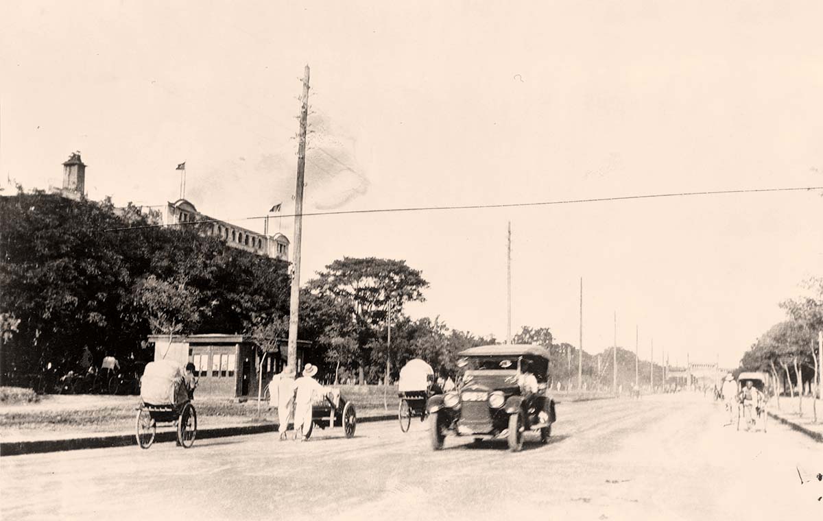Beijing. Panorama of the city street, circa 1925