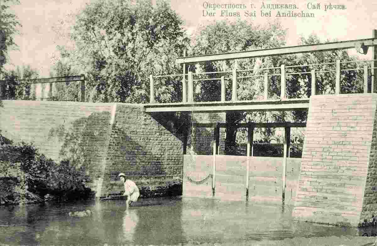 Andijan. Sai river, dam