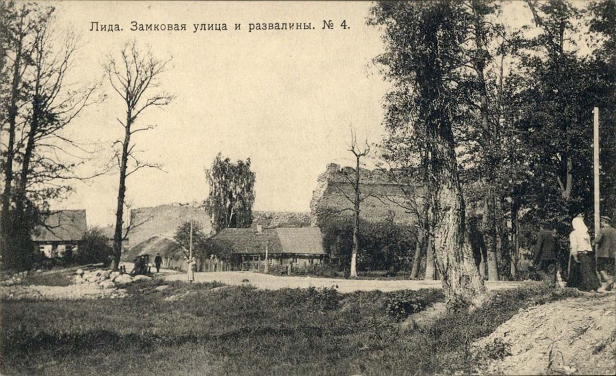 Lida. Castle street and castle ruins