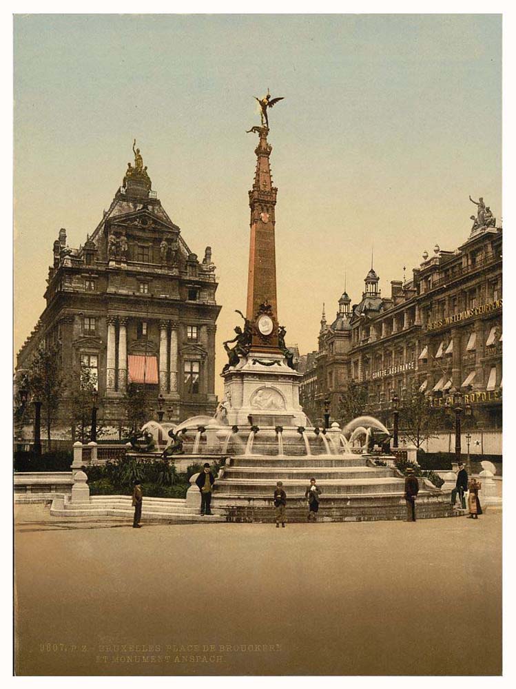 Bruxelles (Brussel). Brouckere Place and Anspach Monument