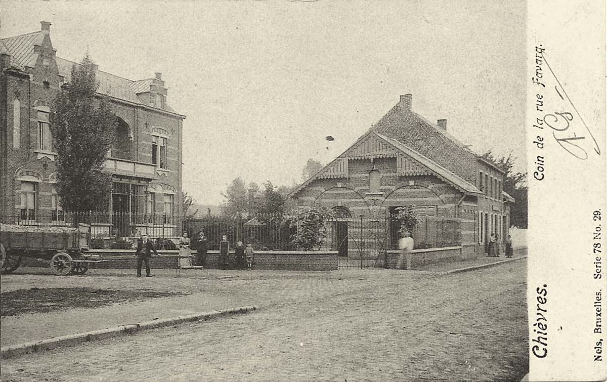 Chièvres. Coin de la rue Favarcq, 1902