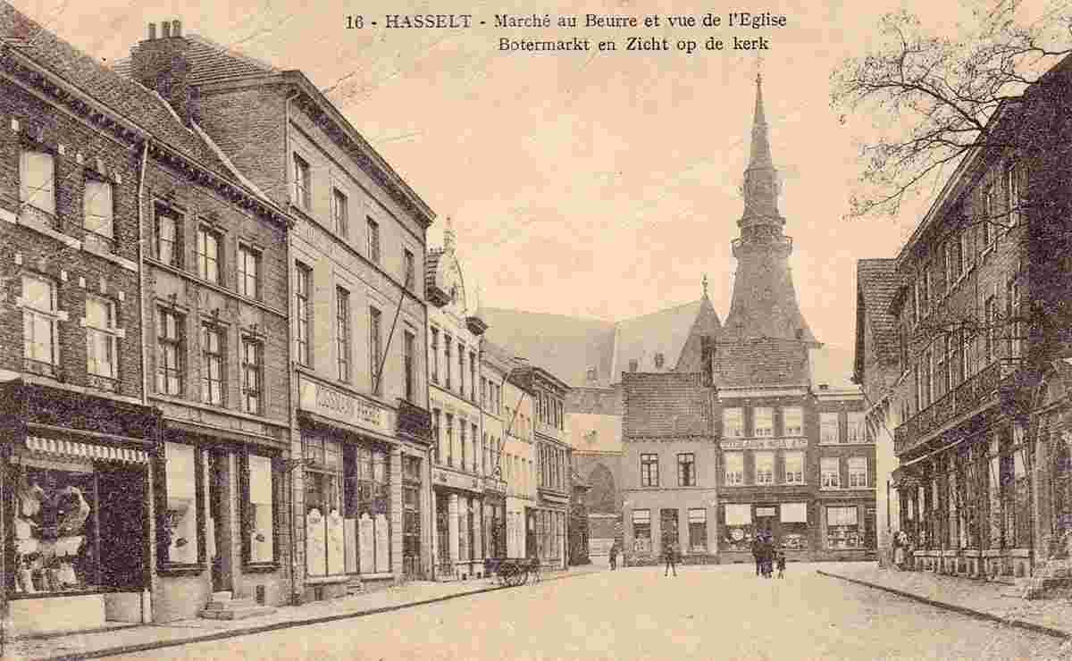 Hasselt. Butter Market and view of the Church