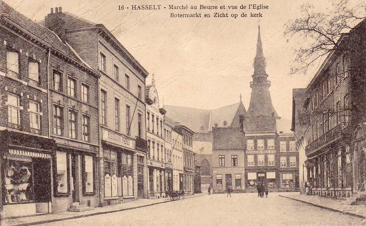 Hasselt. Butter Market and view of the Church