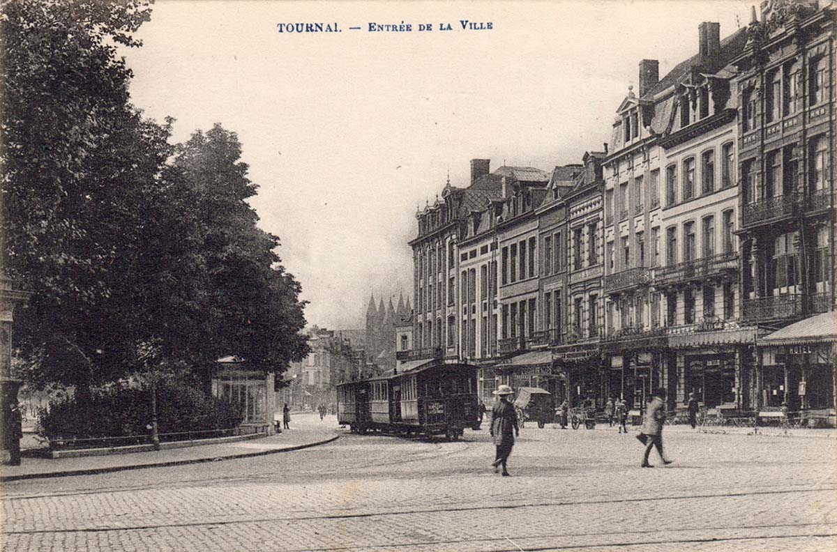 Tournai. Entrance to the city, tram