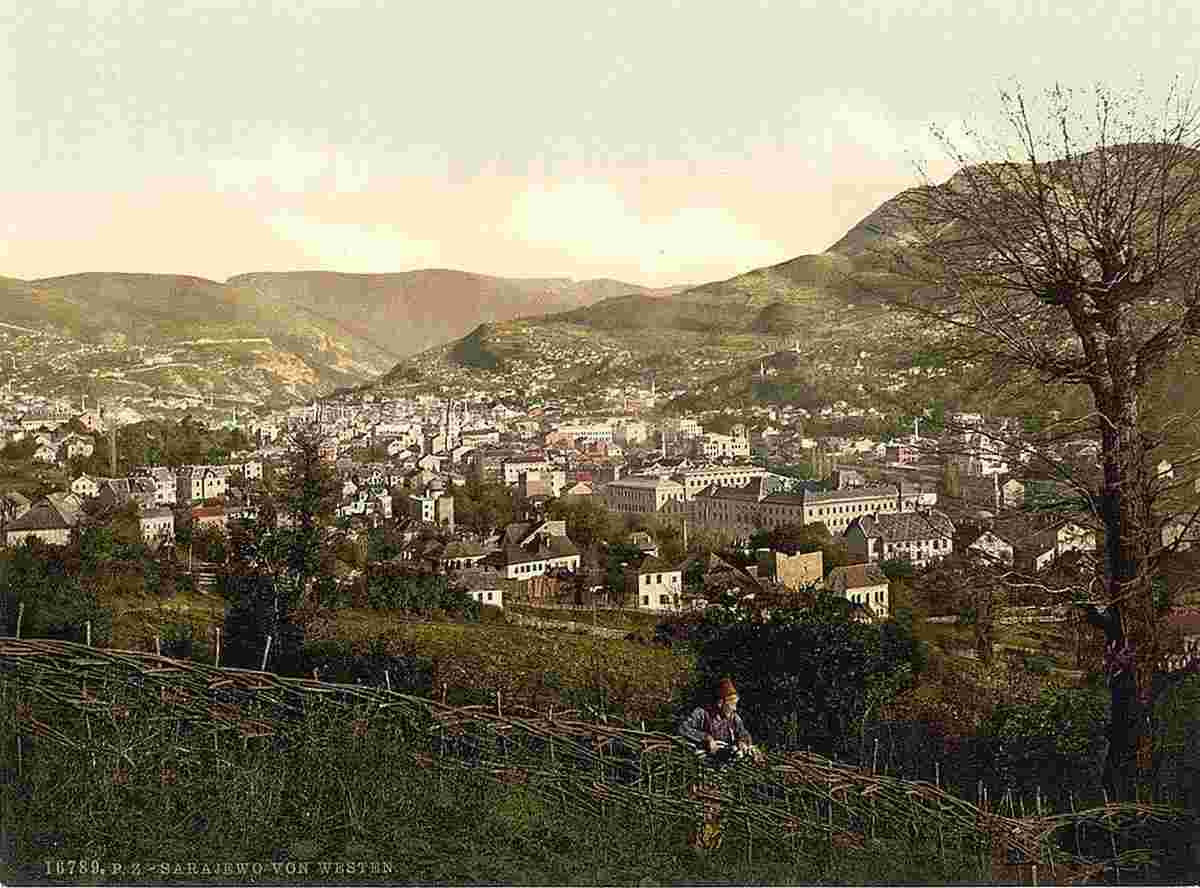 Sarajevo. Panorama from the west, circa 1900