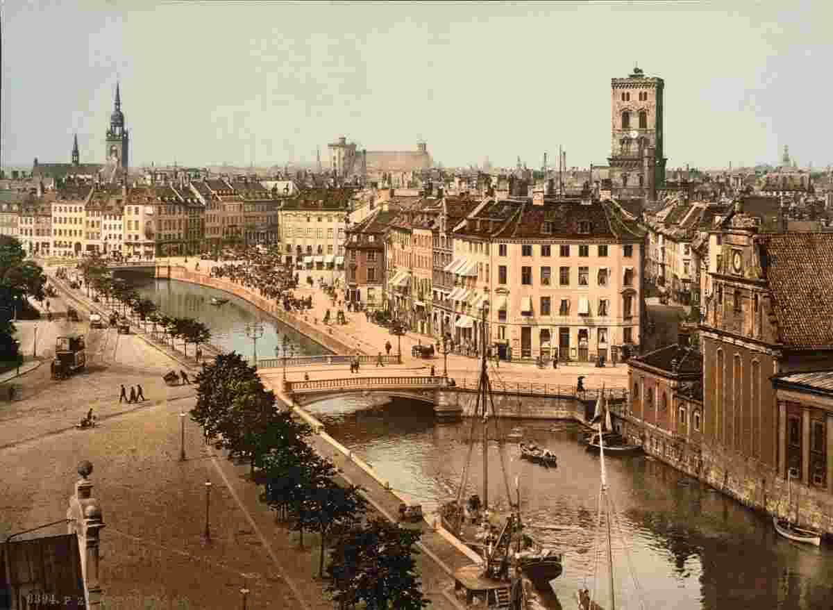 Copenhagen. Panorama of city, circa 1890