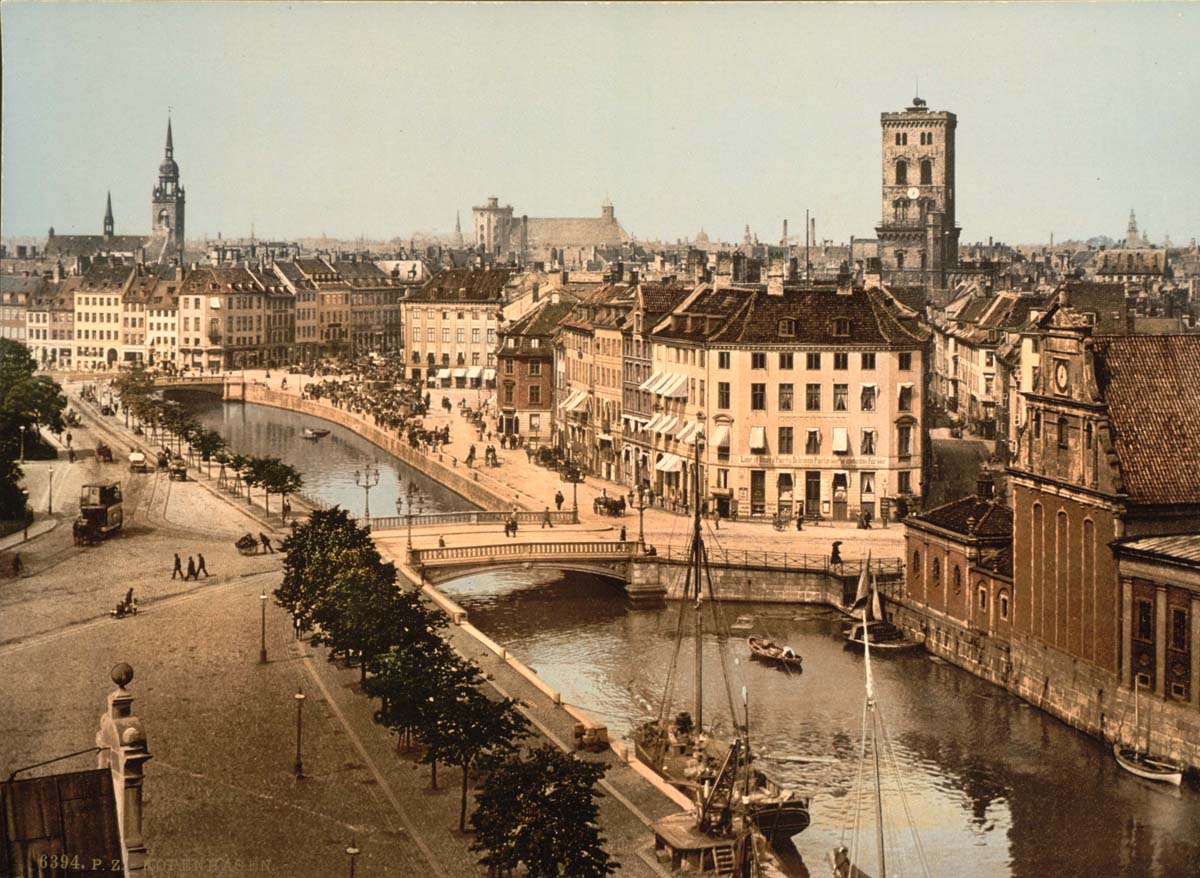 Copenhagen. Panorama of city, circa 1890