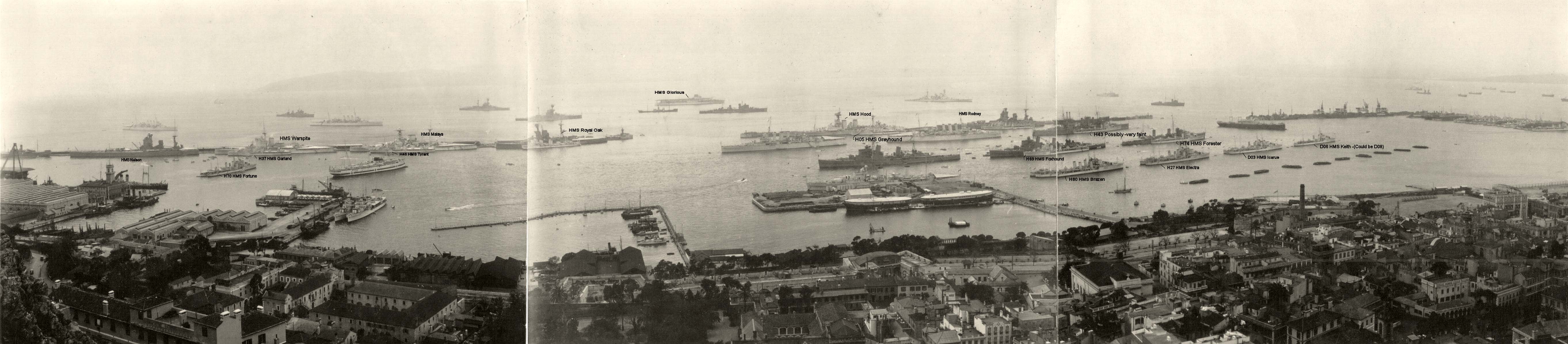 Gibraltar. British Navy in Gibraltar, 1938