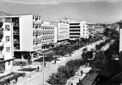 Pristina. Panorama of city street