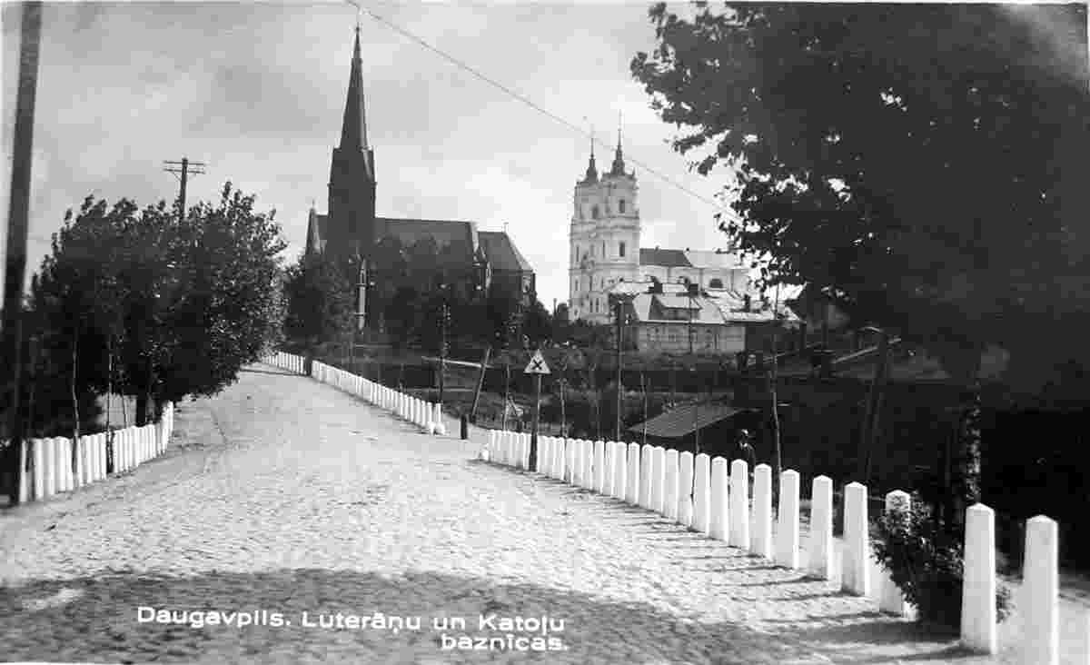 Daugavpils. Lutheran Church (left) and the Catholic Church