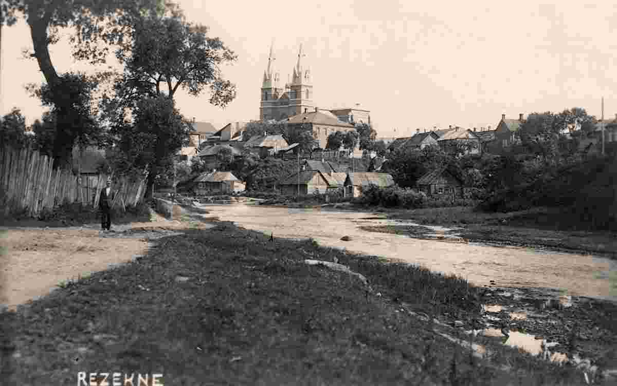 Rezekne. Panorama of city and river