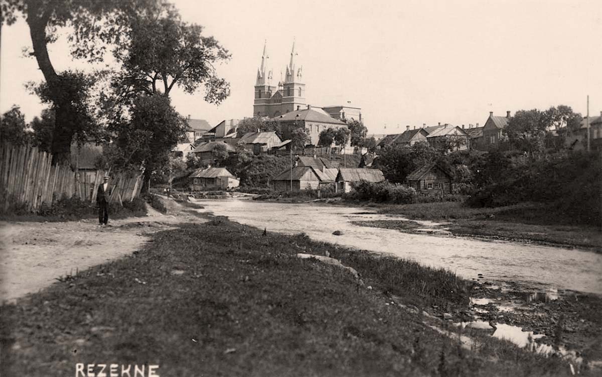 Rezekne. Panorama of city and river