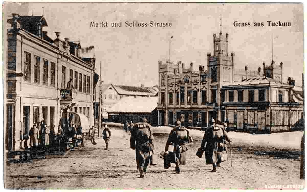 Tukums. Marketplace and Castle street, 1910s