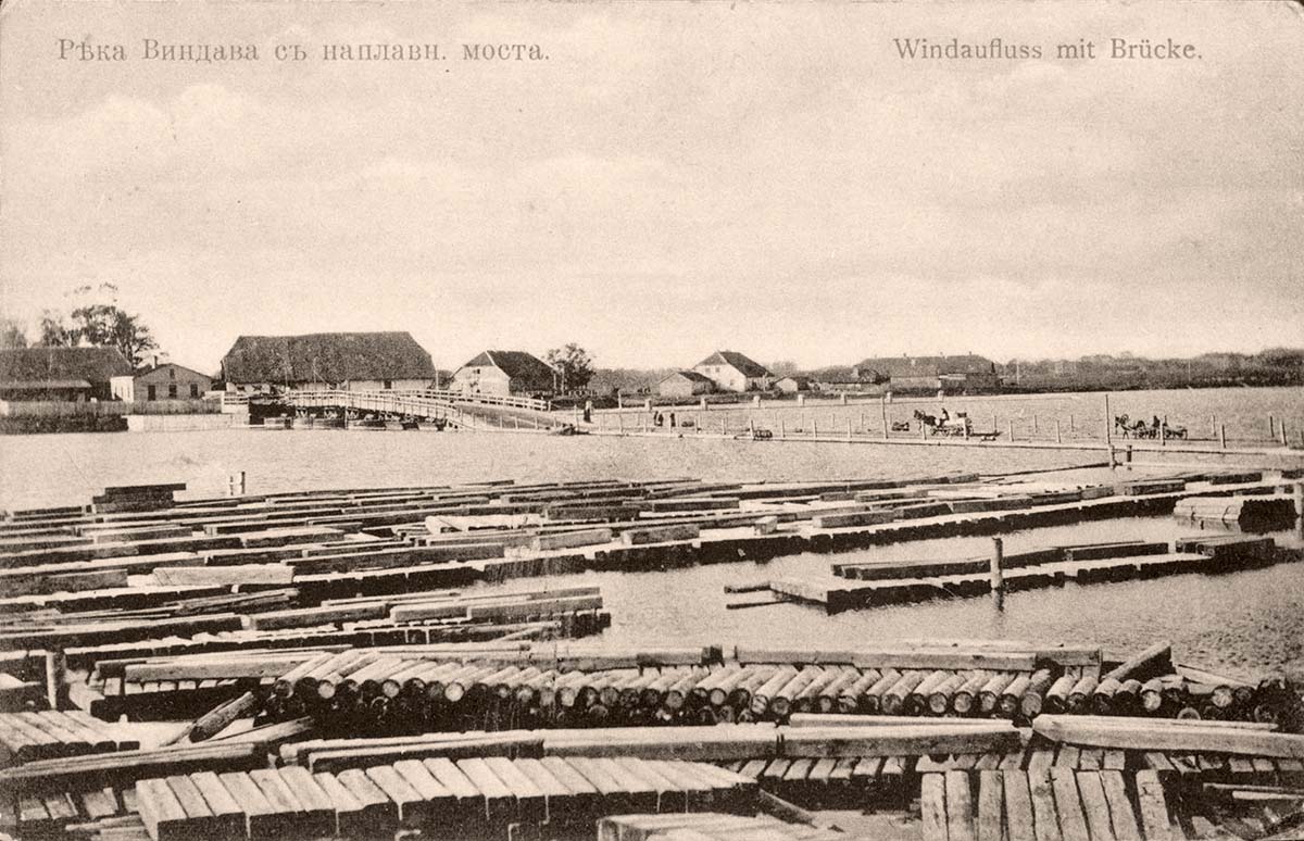 Ventspils. Wooden prefabricated bridge on the Vindava River, 1916