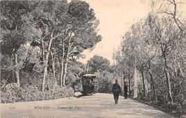 Monaco city. Tram on Avenue out Pins