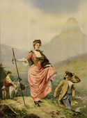 Monte Carlo. Monte Carlo Casino, painting 'l'Alpinisme' by Hippolyte Lucas, circa 1890