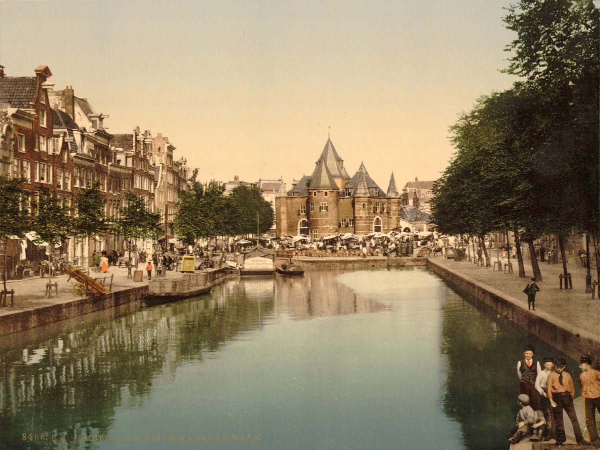 Amsterdam. New Market and Bourse, circa 1890