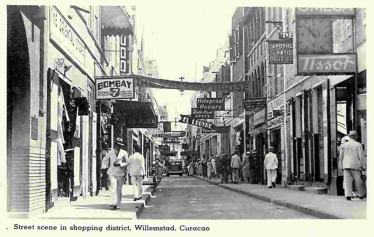 Willemstad. Panorama of town street