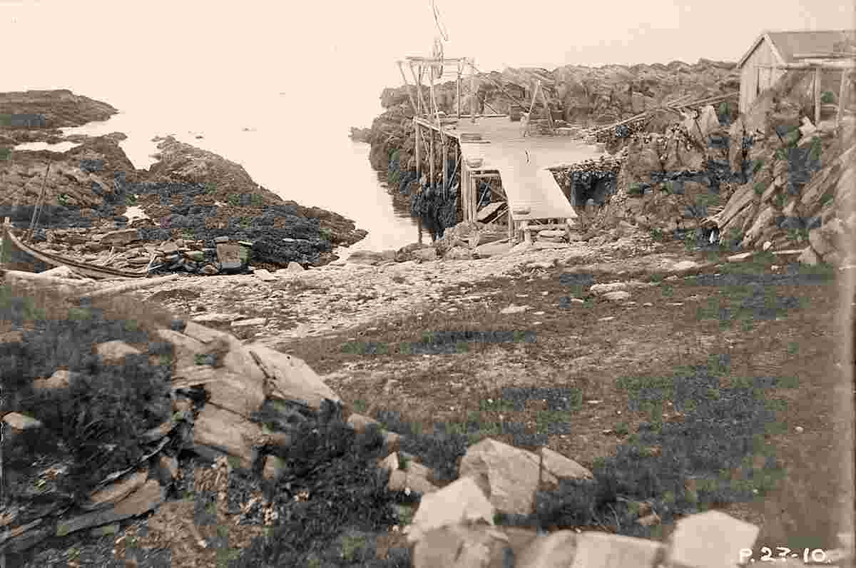 Alta. Trekai and pier for fish unloading, between 1900 and 1910