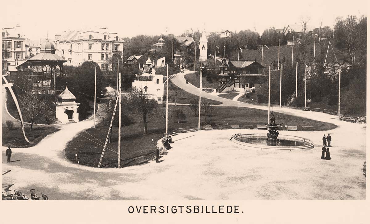 Bergen. Exhibition 1898, view of Nygårdsparken seen from the Industry hall