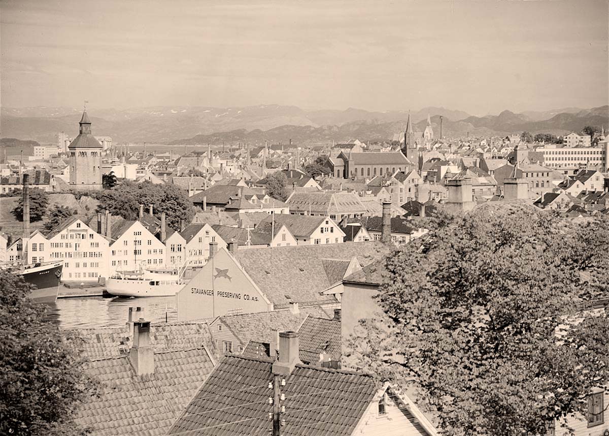 Stavanger. Panorama of the city, circa 1951