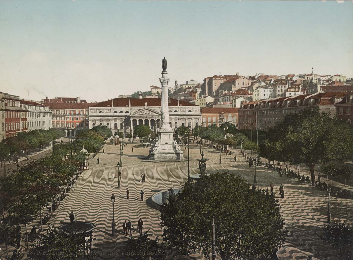 Lisbon. Rossio Square, popular name Dom Pedro IV Square, between 1890 and 1906