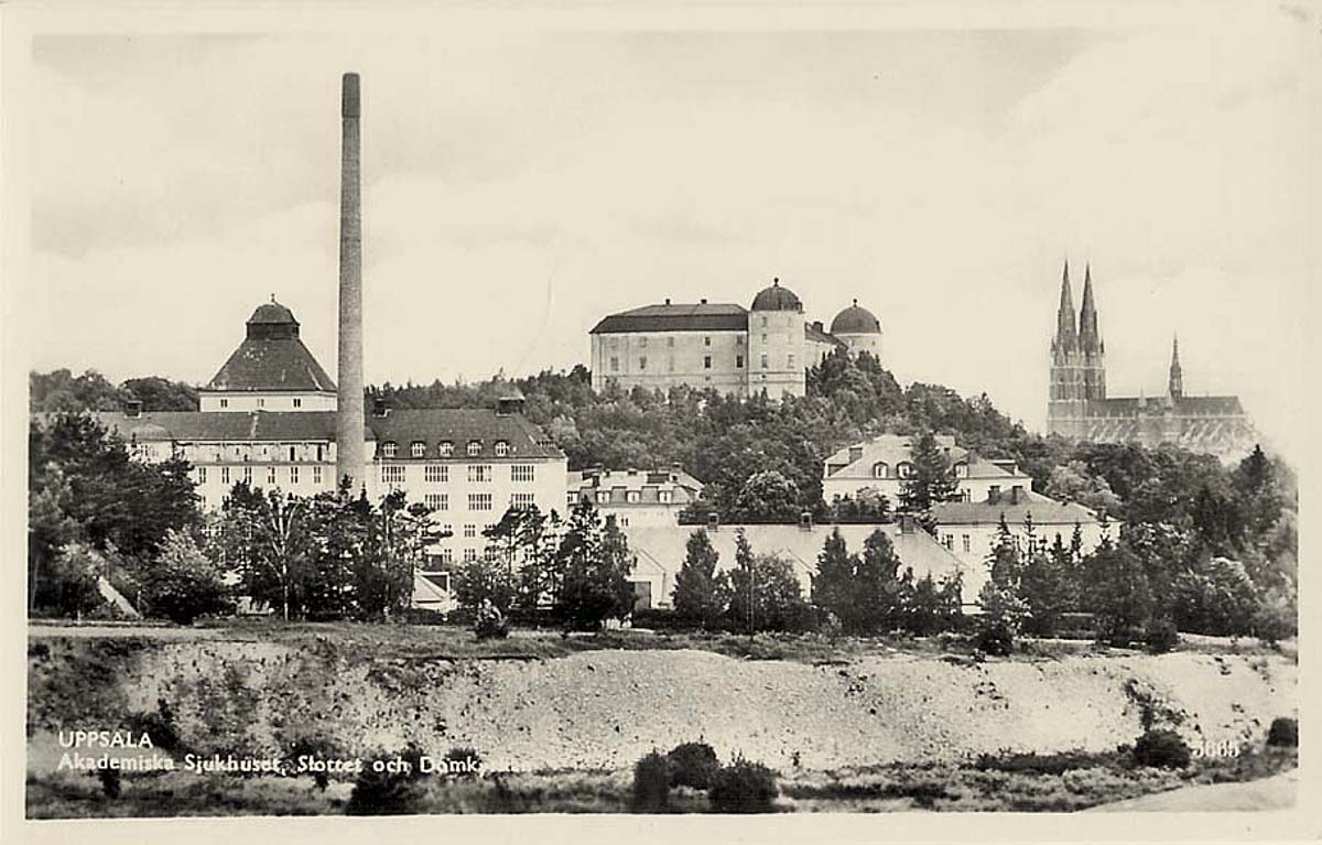 Uppsala. Akademiska Sjukhuset, Slottet och Domkyrkan