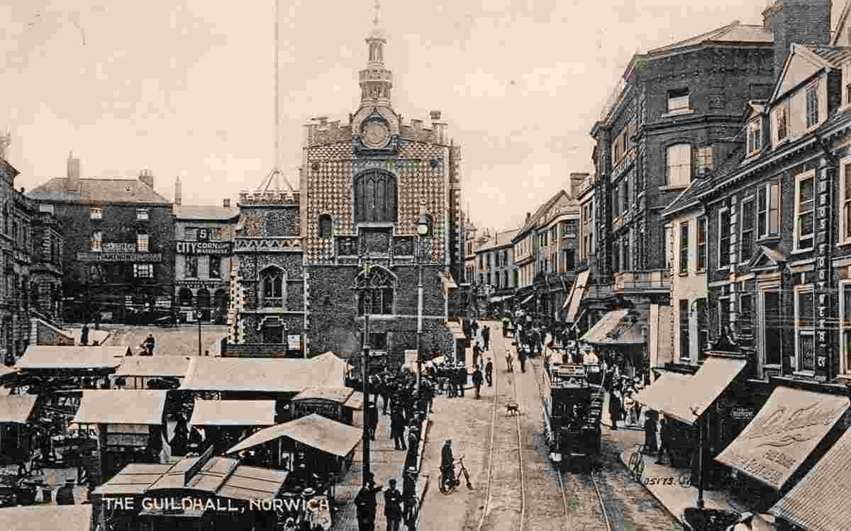 Norwich. Guildhall and Market Place