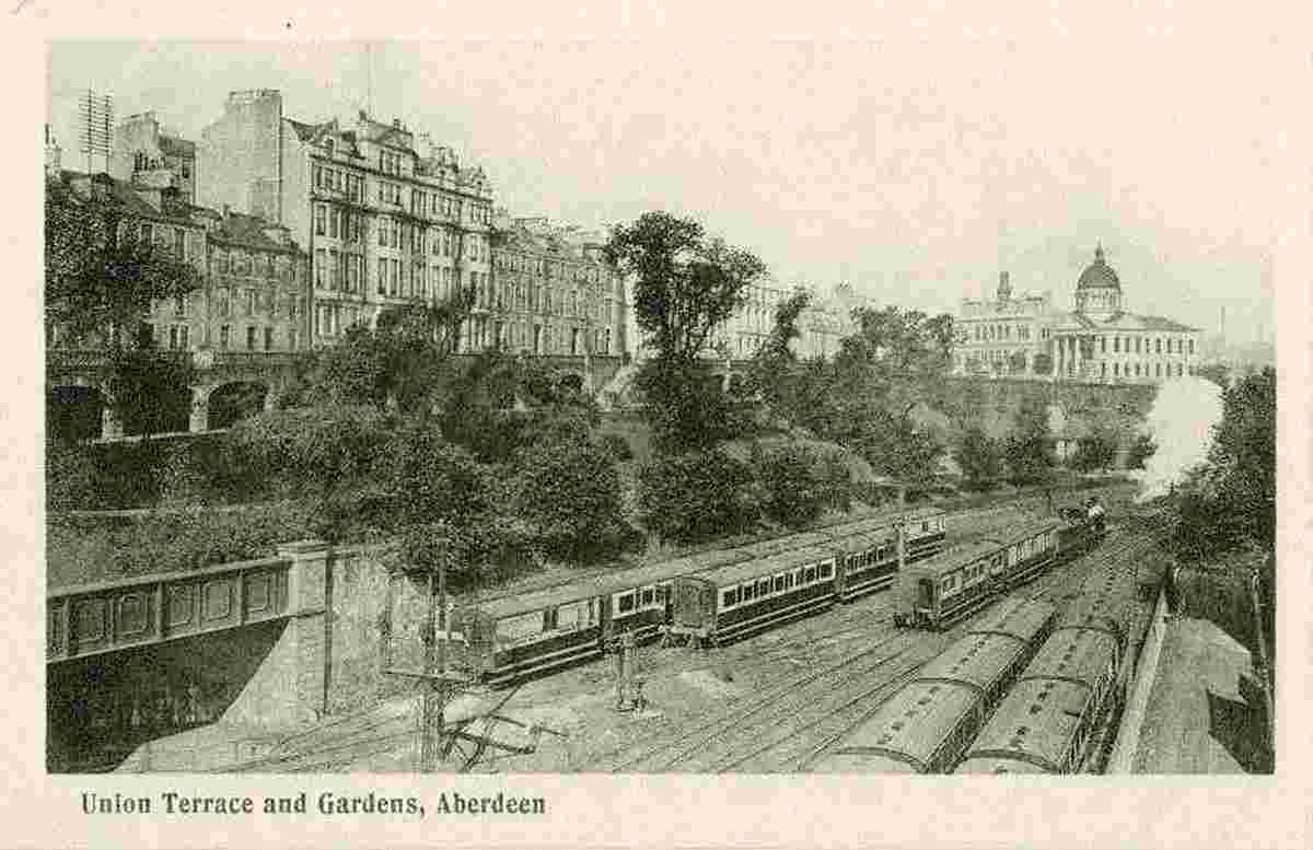 Aberdeen. Union Terrace Gardens and Railway