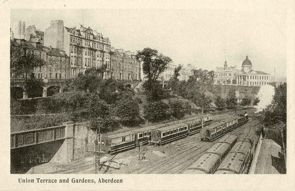 Aberdeen. Union Terrace Gardens and Railway