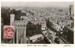 Cardiff. Duke street, view from Castle Tower, 1910
