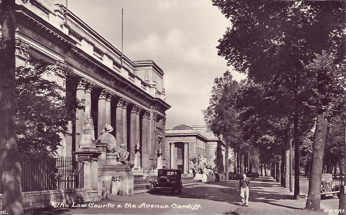 Cardiff. Law Courts and the Avenue, 1948