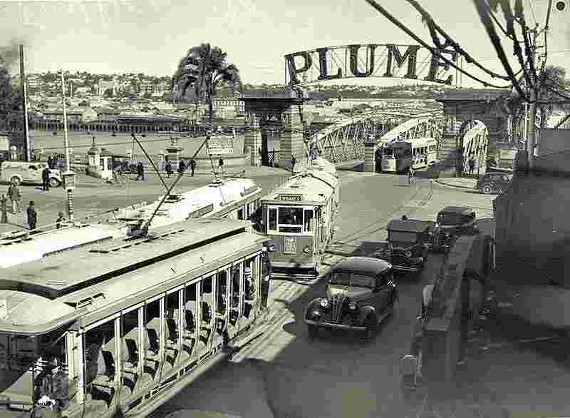 Brisbane. Electric trams travelling