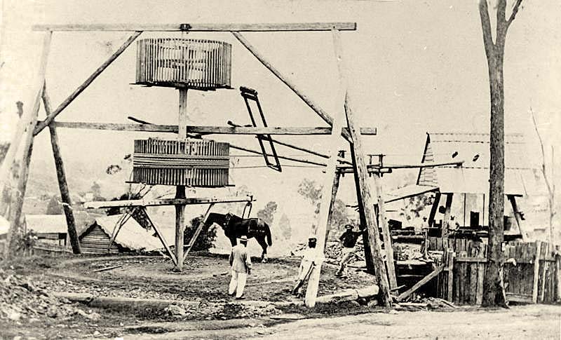 Gympie. Horse Drawn whim on a gold mine, between 1870 and 1880