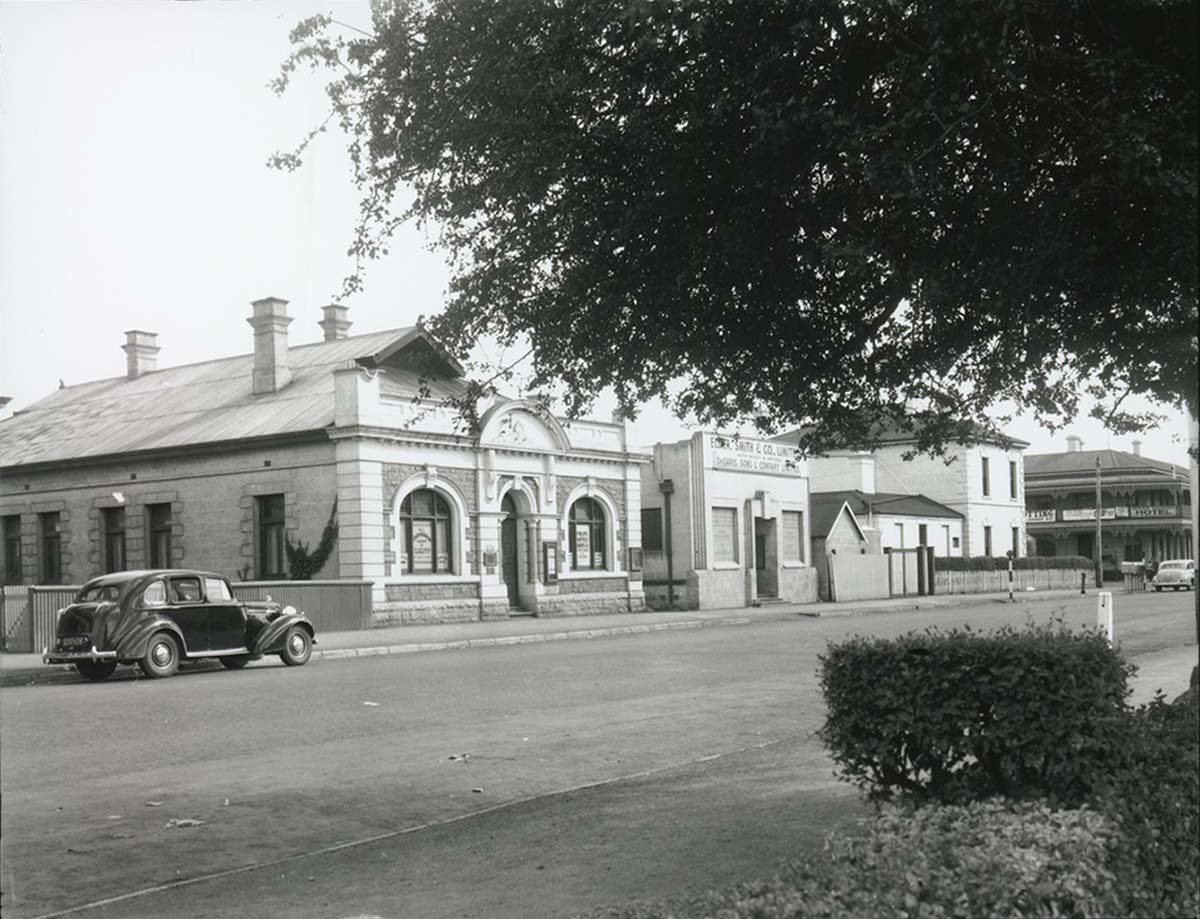 Mount Gambier. Buildings along Bay Road, 1955