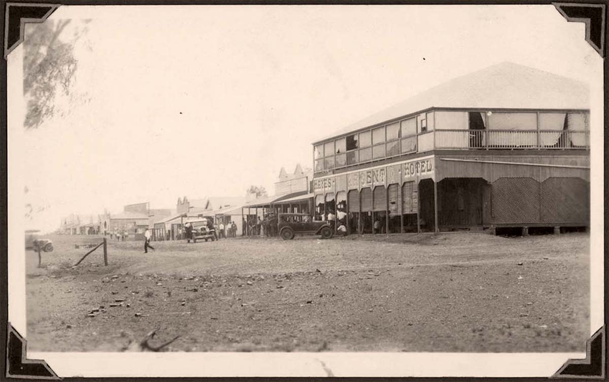 Mount Isa. Panorama of city street, Hotel, 1937
